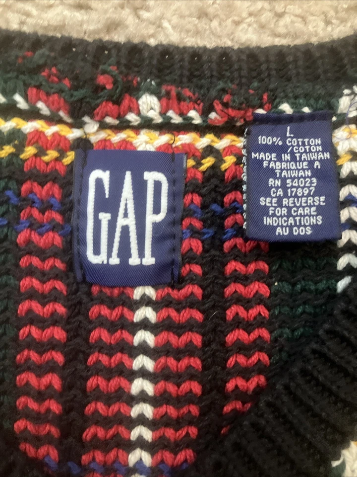 Vintage Gap Plaid Tartan Sweater Vest Size Large VGC 100% Cotton - Image 2 of 4