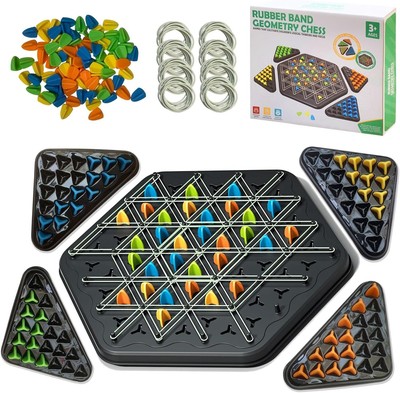 Chain Chess Game,Triangle Rubber Bands Chess Strategy Game Territorial Challenge