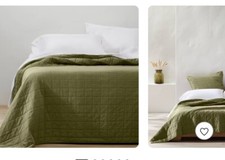King Quilt 2 King Shams Heavyweight Linen Blend Casaluna  moss Color