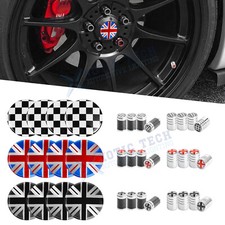 For Mini Cooper Wheel Center Rim Emblem Sticker Overlay Tire Valve Stem Cap 8x For Mini Cooper Wheel Center Rim Emblem Sticker Overlay Tire Valve Stem Cap 8x