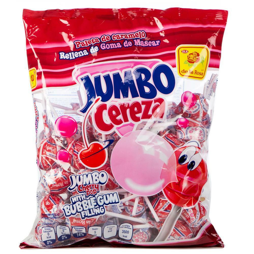 Jumbo Cereza De La Rosa Cherry Pop Mexican Lollipop With Bubble