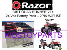 New! 24V Battery Pack for Razor Quad Runner (2 pin connector w/fuse) 