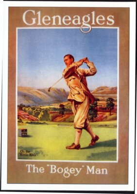 Moderne ''Retro-Werbung'' Postkarte: Golfer in Gleneagles (Ref: Opie 01GN03) Kostenloser Versand