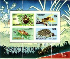 Nigeria Error: Souvenir Sheet Insects 1986 Misperforated & Imperforate MNH