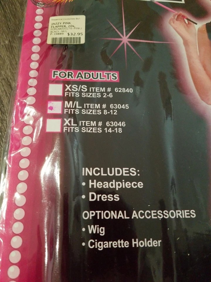 WW Adulto Rugiente Años 20 Jazz Rosa Aleta Vestido Halloween Disfraz Talla M/L Foto 2 de 3