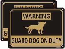 2 Pack Warning Guard Dogs On Duty Signs 10x7 Inches Dog Yard Signs...