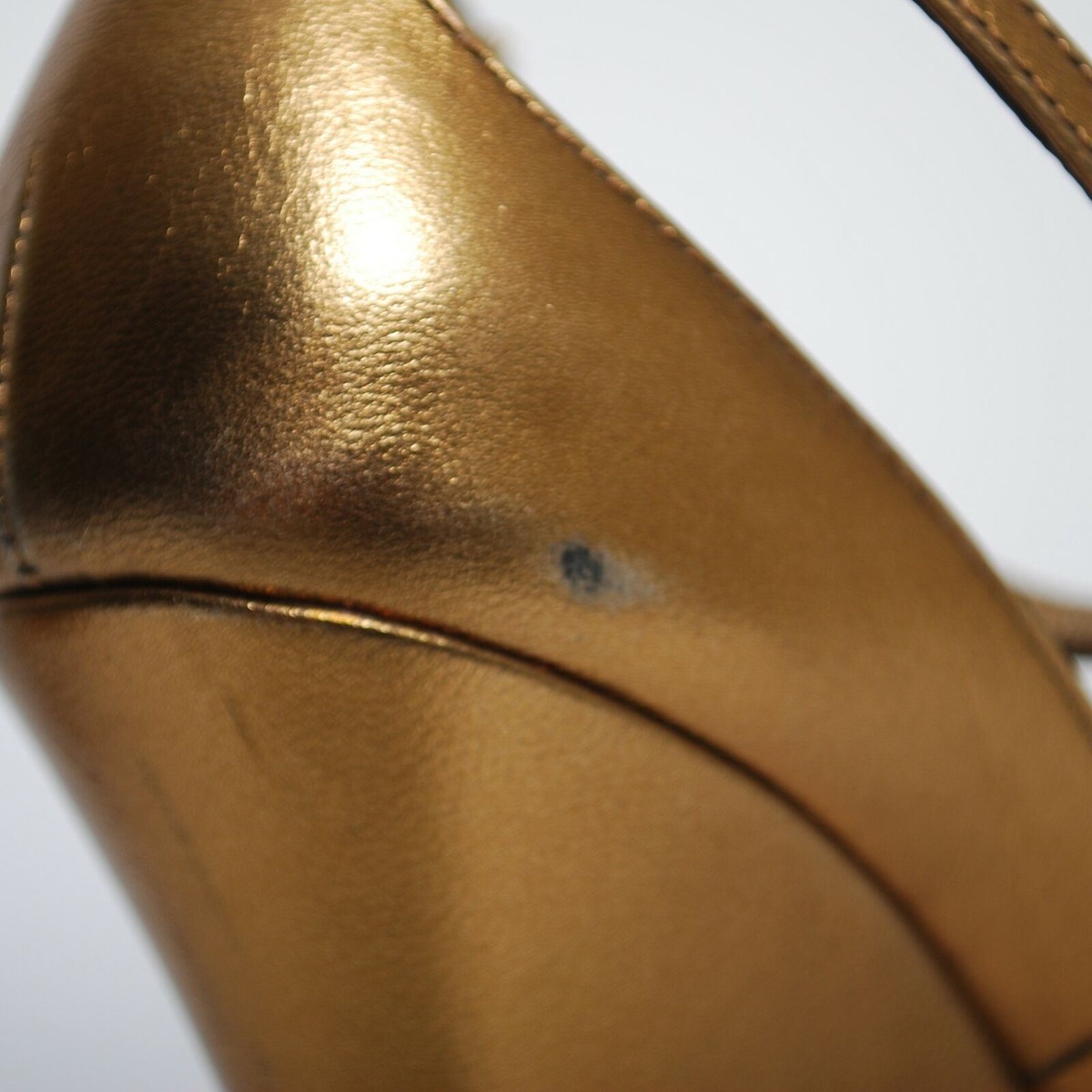 Gucci High Wedge Heels Shoes Gold Leather Platform Pumps