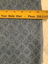Cotton Fabric Blue Roses On Blue White Vining Trellis 20 X 44