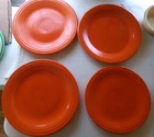 4 lot-Vintage Fiesta Red 1- 9" 3- 10 1/2",Dinner Plate Original Homer Laughlin