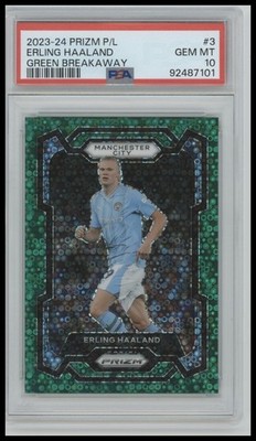 2023-24  Prizm Premier League Erling Haaland Breakaway Green /5 PSA 10 (A1)
