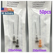 Micro Cannula with Puncture, Blunt Tip for Fillers, USA Shipping,50pcs,22/25g