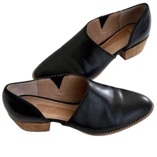 Madewell Women's 8 Lucie Black Leather Stacked Block Heel Bootie Slip On Comfort