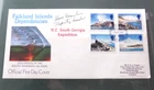 FALKLAND ISLAND DEP. 1984 VOLCANOES -FDC NZ SOUTH GEORGIA EXPEDITION SIGNED COV.