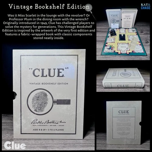 Clue Game Vintage Bookshelf Edition Parker Brothers Hasbro 2016 Complete
