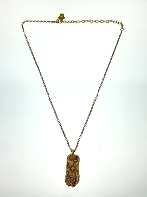 VERSACE Medusa Barocco Leaf Tag Pendant Necklace Gold Chain 54cm