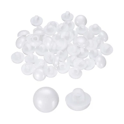 50 Stück Plastikknöpfe 0.39" Pilzförmige Annähnähte Knöpfe Mit Stiel Weiß - Bild 1 von 4