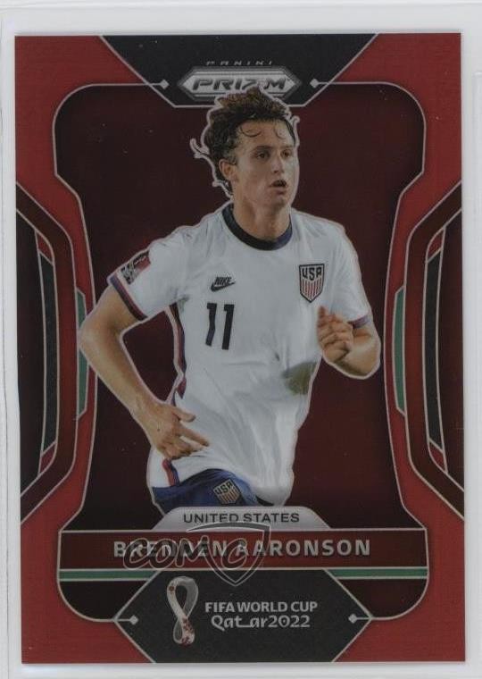 2022 Panini Prizm World Cup Qatar Red Prizm 56/399 Brenden Aaronson #200