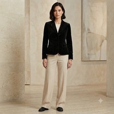Vintage Black Velvet Blazer size S tailored Riding Office Preppy Minimalist