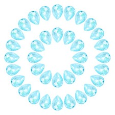 100 Pcs 10 x 14mm Teardrop Rhinestones Crystal Rhinestone, Light Lake Blue