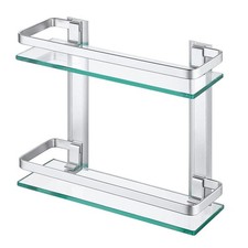 ACEHOOM 14" W x 5" D x 12" H Wall Mount 2-Tier Bathroom Glass Floating Shelf