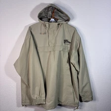 VTG Planet Hollywood Las Vegas Windbreaker Jacket Men Hood 1/4 Zip Beige Large