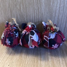 3 Handmade Red Deer  Snowflake Plaid 3”Cabin Lodge Decor Christmas Ornaments New