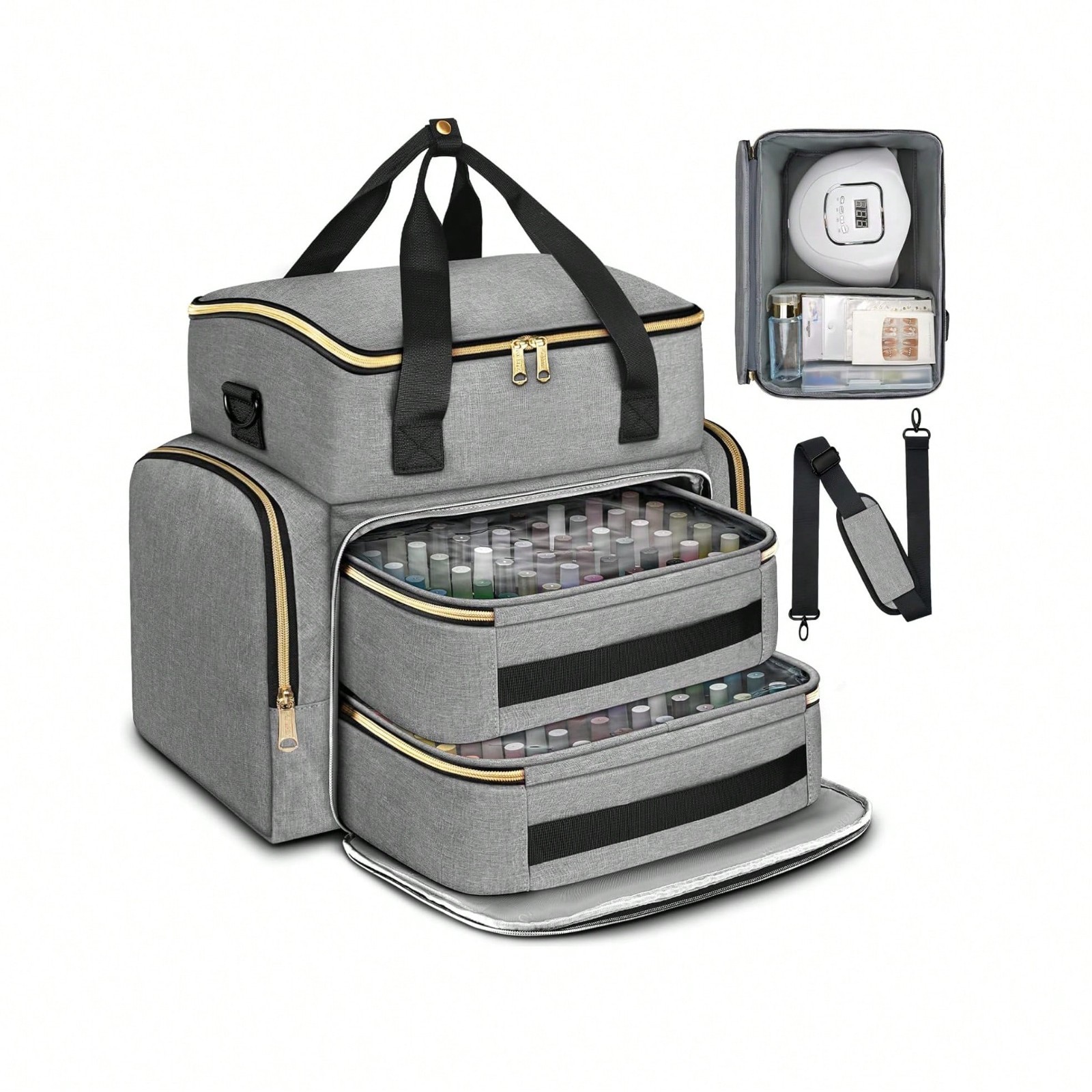 Estuche organizador de esmalte de uñas extra grande para 100 botellas, kit de gel bolsa para herramientas