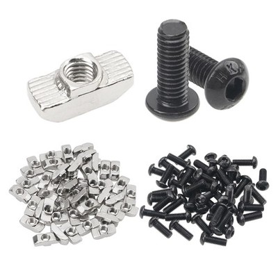 98Pcs 4040 Series T Nuts M6X16 Screws T  Nut Hammer Head Nuts for 40 Series Euro