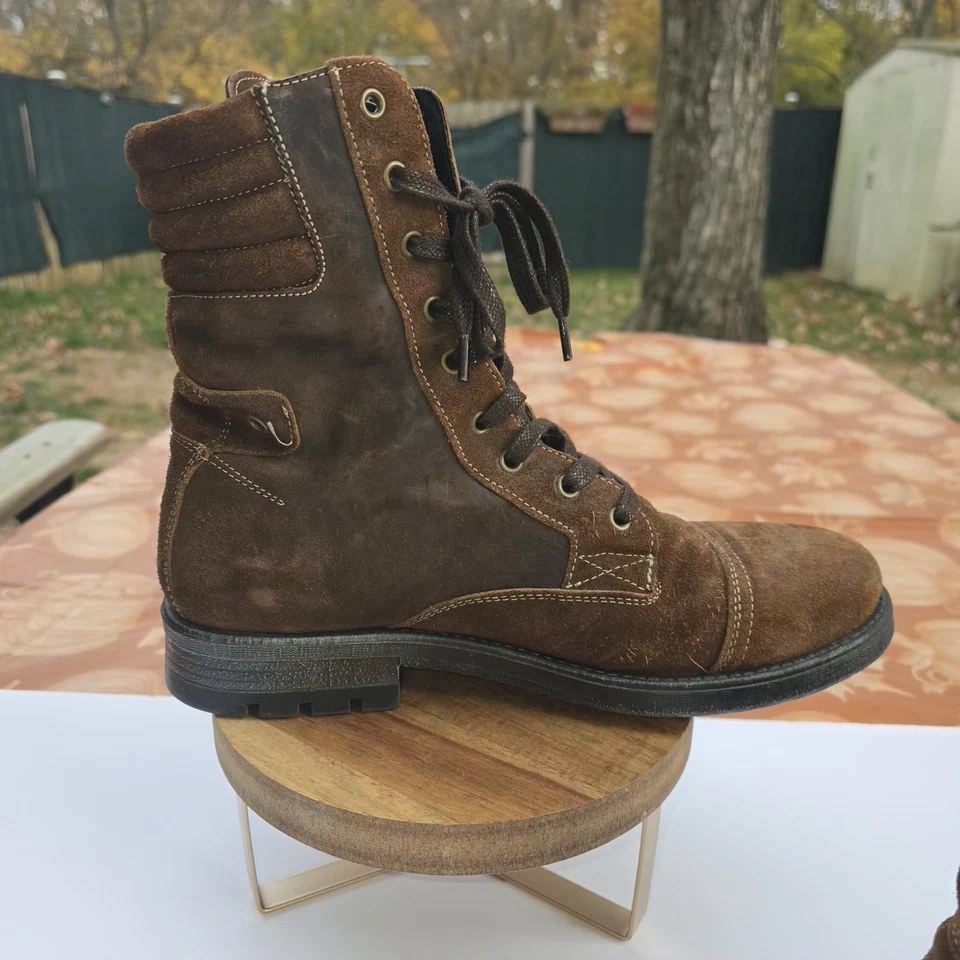 Taos Renegade Combat Boot Womens US 10-10.5 EU 41 Brown Leather Suede Zip & Lace - Image 4 of 4