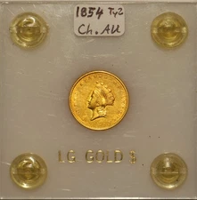 1854 Type 2 Gold $1 Choice AU