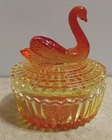 Vintage Jeanette Amberina Glass Swan Candy, Trinket Or Jewelry Bowl.  Nice