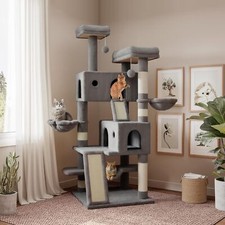 65in Larger Cat Tree Tower Condo for Indoor Cats, Multi-Level Furniture Activity