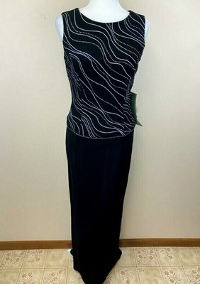 NWT Scott McClintock 6 Black Silver Gem Millennium 2000 Evening Dress Y2K