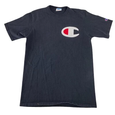 Camiseta negra de peso pesado parche con logotipo Champion Heritage Big C talla grande - Imagen 1 de 4