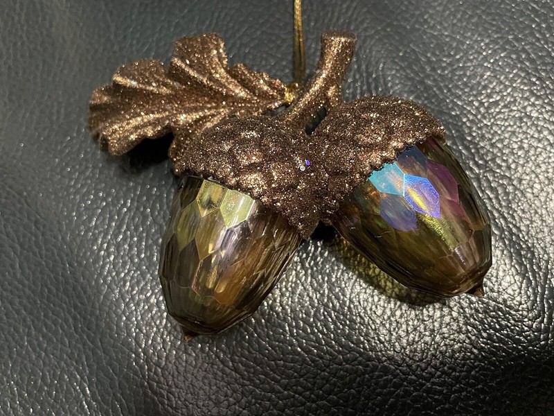 Copper Color Double Acorn Christmas Ornament