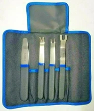 VIM 4pc Stainless Steel Door Panel, Plastic Clip & Trim Tool Set w/ Pouch #DT1