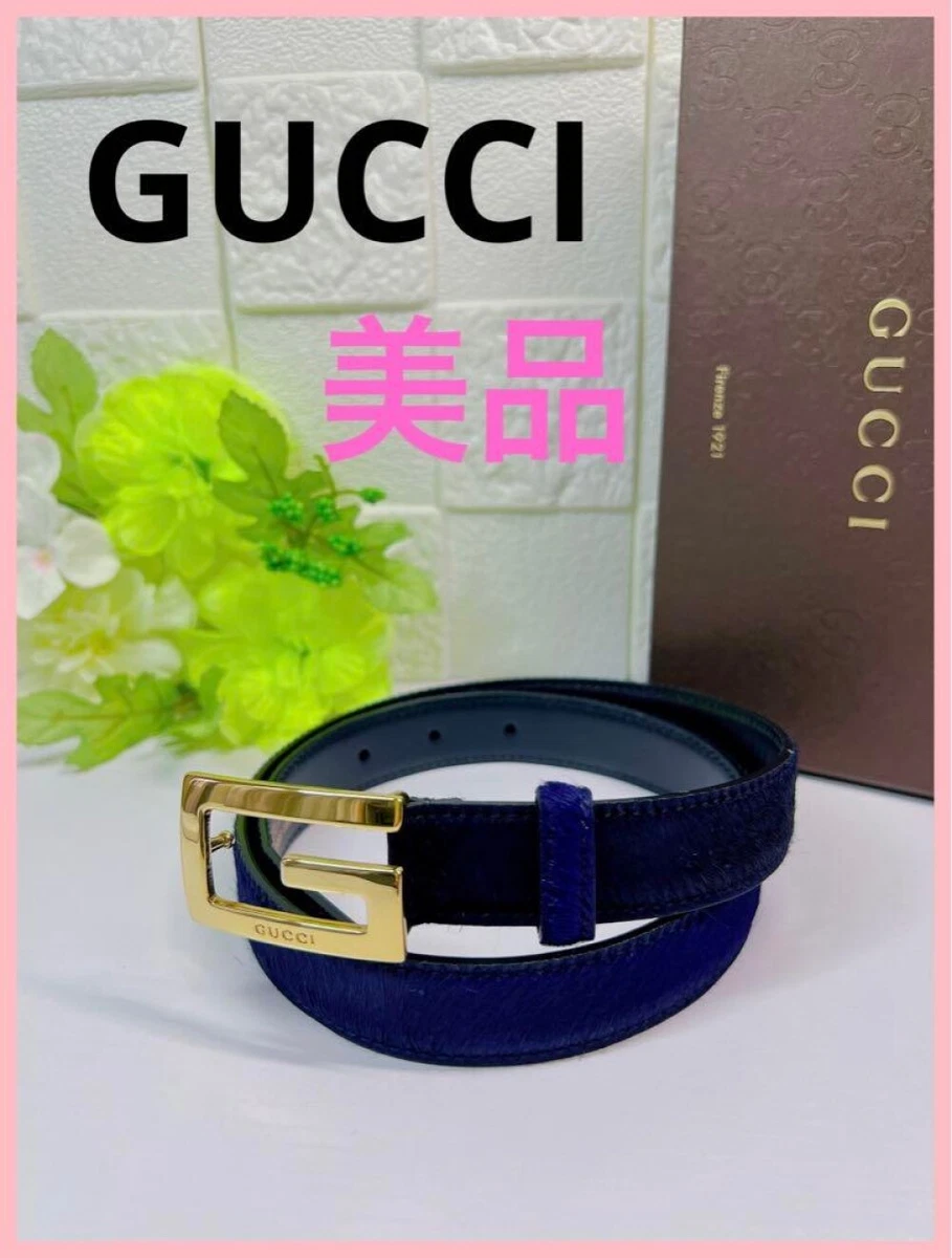 Women Gucci Belt Brass Double G navy brushed 67-72cm | eBay