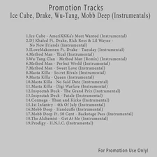 Rap/Hip-Hop.. White CD. Ice Cube, Drake, Wu-Tang, Mobb Deep (Instrumentals)