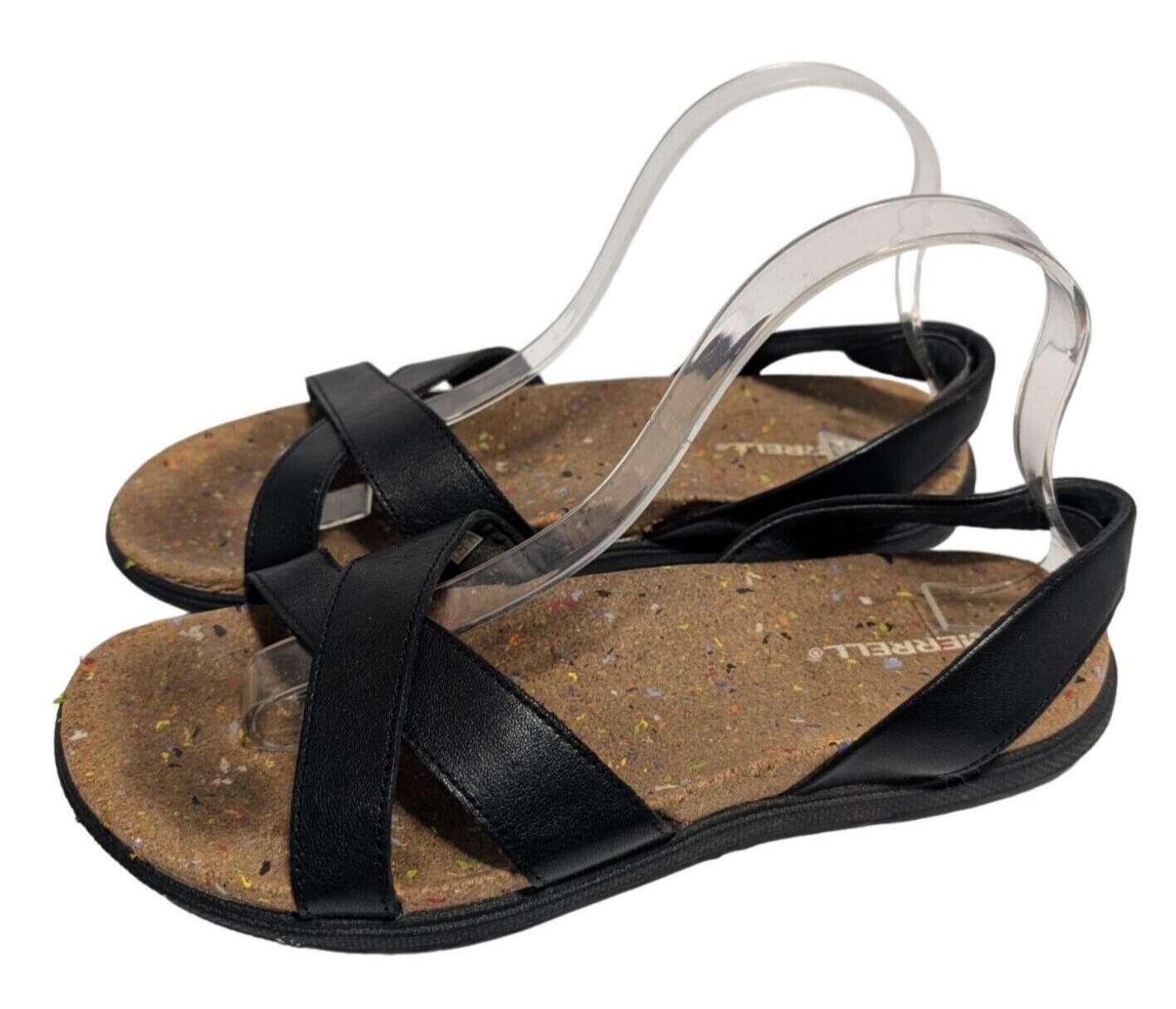 Merrell sandali donna Napa Valley sandali in pelle nera con cinturino incrociato sughero taglia 9