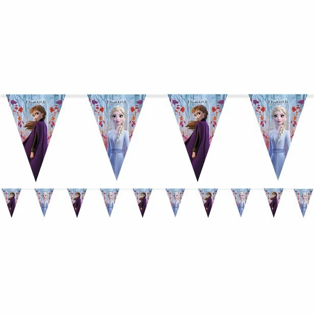 Disney Frozen 2 Bunting mide 2.3m x 25cm y 59mm Su insignia de botón Mi cumpleaños Foto 2 de 4