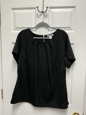 WD.NY WOMAN TOP BLOUSE SOLIID BLACK PLUS SIZE 2X ZIPPERED BACK DRESSY NWOT NEW