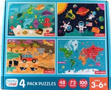 Chuckle & Roar 4 Pack Jigsaw Puzzles 48, 72, & 100 Pieces