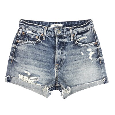 GRLFRND Kerry Cutoff Distressed Denim Shorts Dead End Size 24 Blue 3'' Inseam