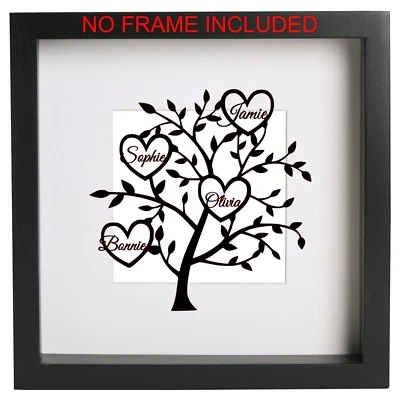 PERSONALISED HEART FAMILY TREE Vinyl Decal Sticker Box Frame DIY RIBBA IKEA