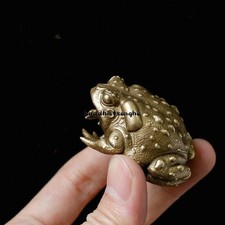 Antique Bronze Sculpture of Solid Brass Toad Small Ornament
