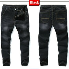 Men Trousers Slim-Fit Stretch Jeans Denim Pants Loose Straight Business New