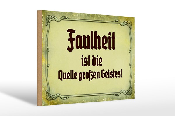 Holzschild Spruch 30X20 Cm Faulheit Quelle GroßEn Geistes Deko Schild Wooden Sig-image