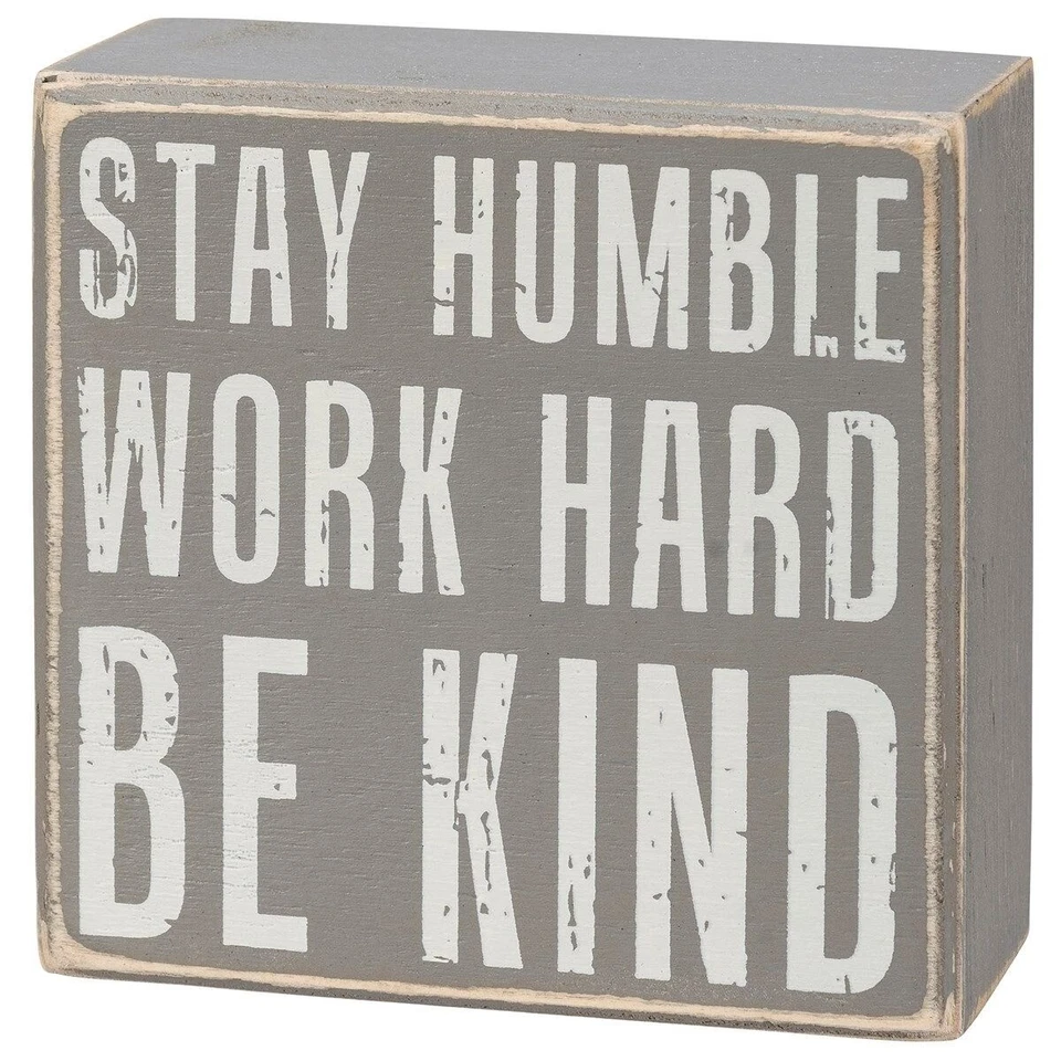 Primitives by Kathy Stay Humble Positive Thoughts Wood Box Sign Shelf Sitter Set - Image 4 of 4