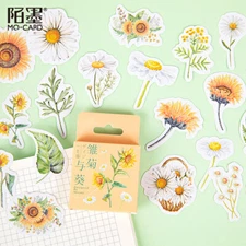 46pcs/box Flower Stickers Journal Planner Decals Collage DIY Scrapbook Crafts