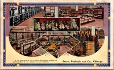 Postcard Advertisement Sears Catalog Expo Chicago 1930 Interior Multi-View